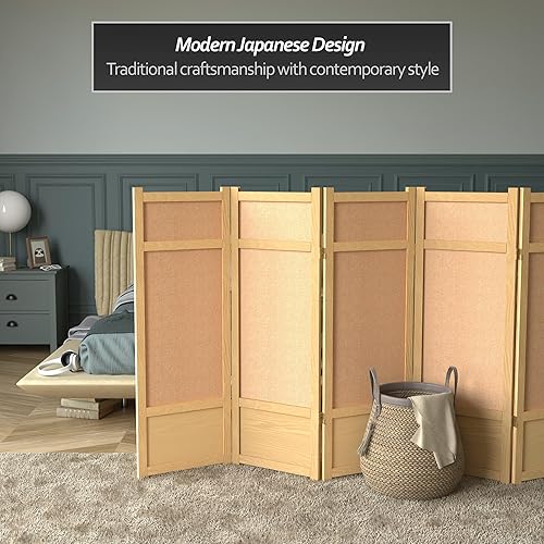 Miniatura 2 de Pantalla Shoji corta de yute baja de 4 pies - 5 paneles - Natural