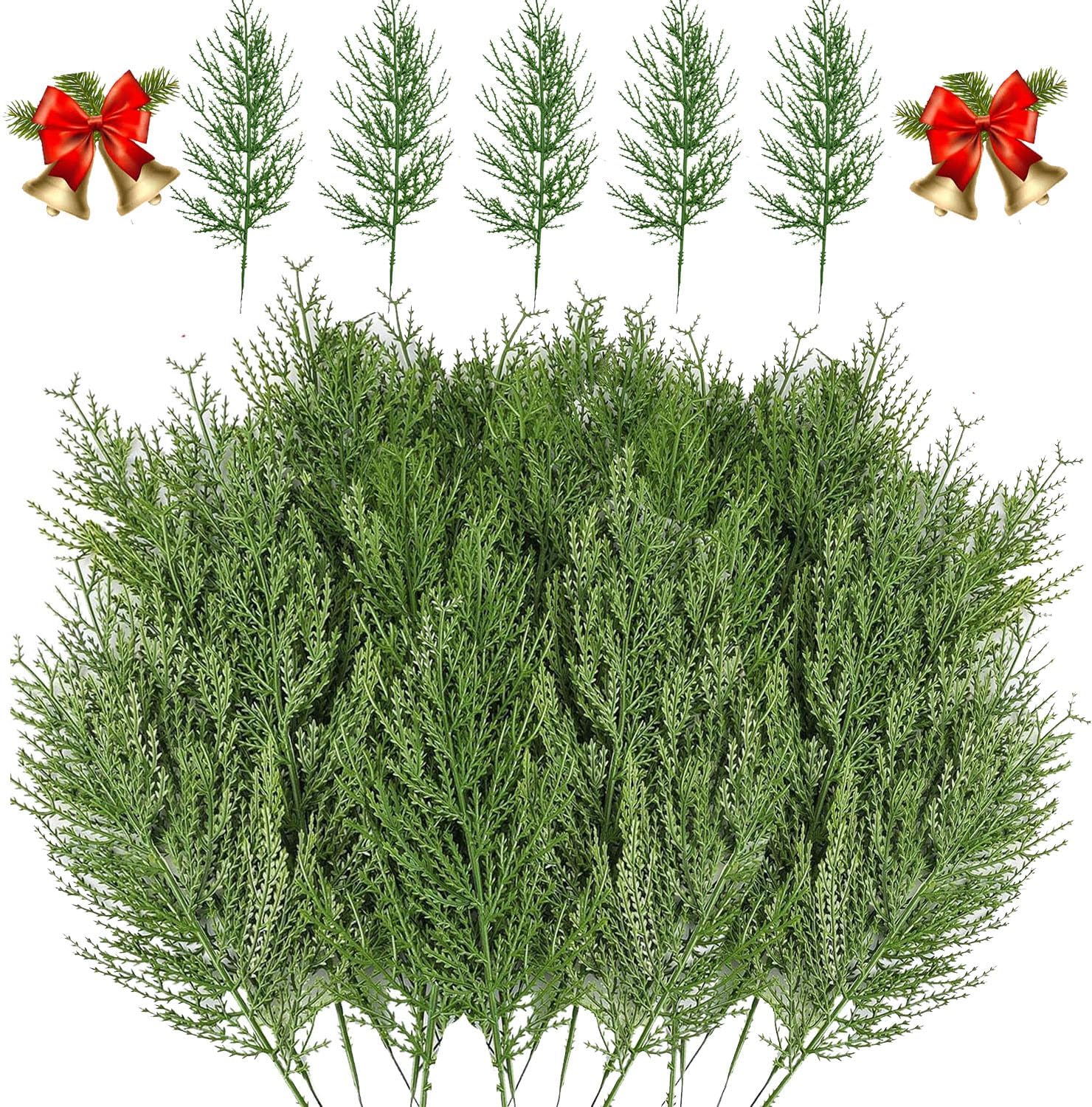 Photo 1 of JK-GMTE Artificial Pine Branches,30 Pcs Christmas Faux Cedar Stems, Artificial Faux Cedar Branches, Fake Christmas Greenery Pine Picks for Wreath Craft DIY Home Kitchen Decorations
