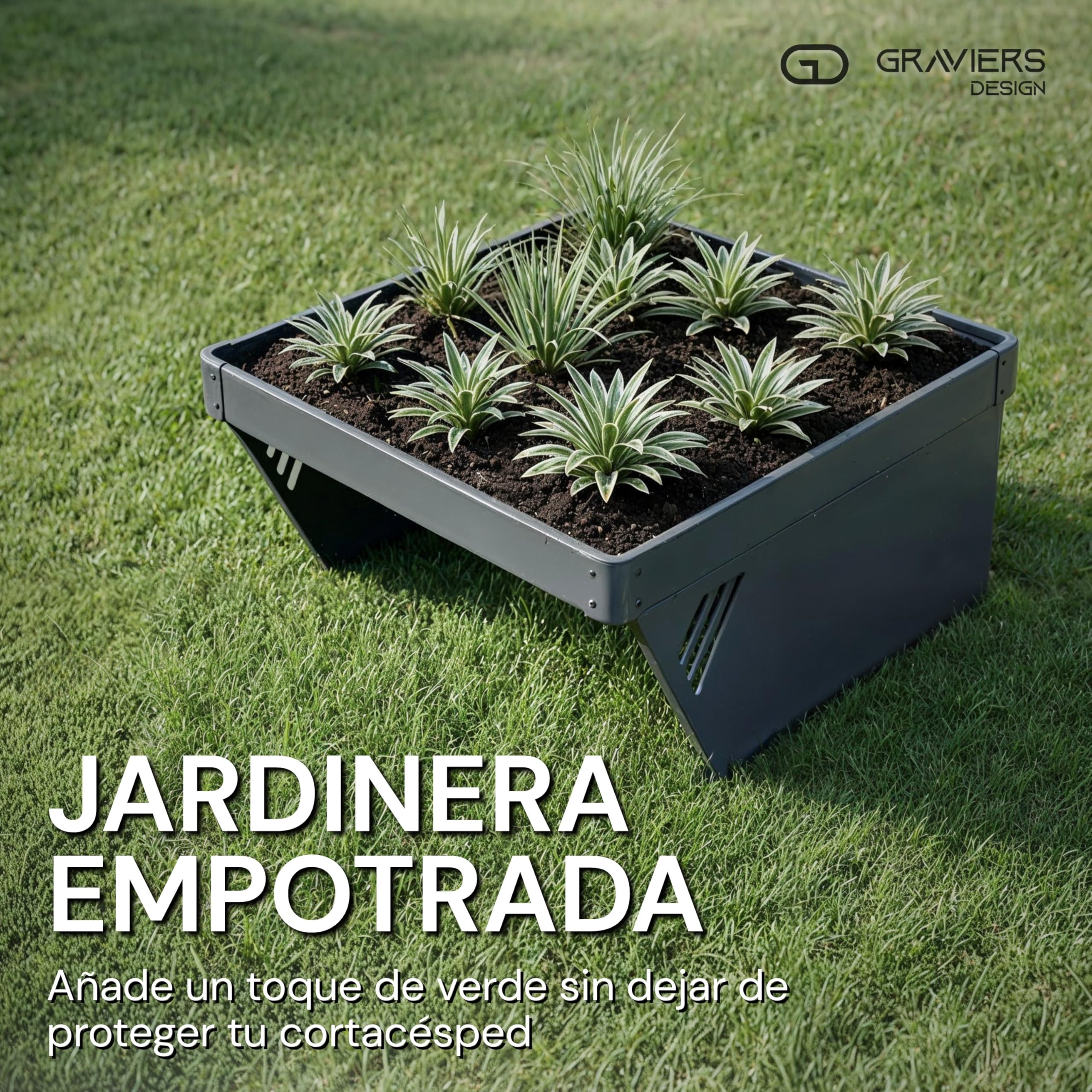 Graviers Garaje para robot cortacésped con jardinera, antracita RAL 7016, techo para robot de césped, protección solar y protección contra la lluvia, acero 60 x 70 x 39,6 cm
