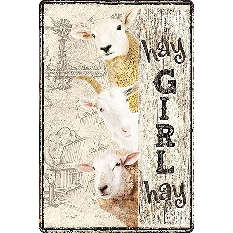 Vintage Goat Decor Gift Metal Tin Sign for Retro Farm Home Kitchen Room Farmhouse G...