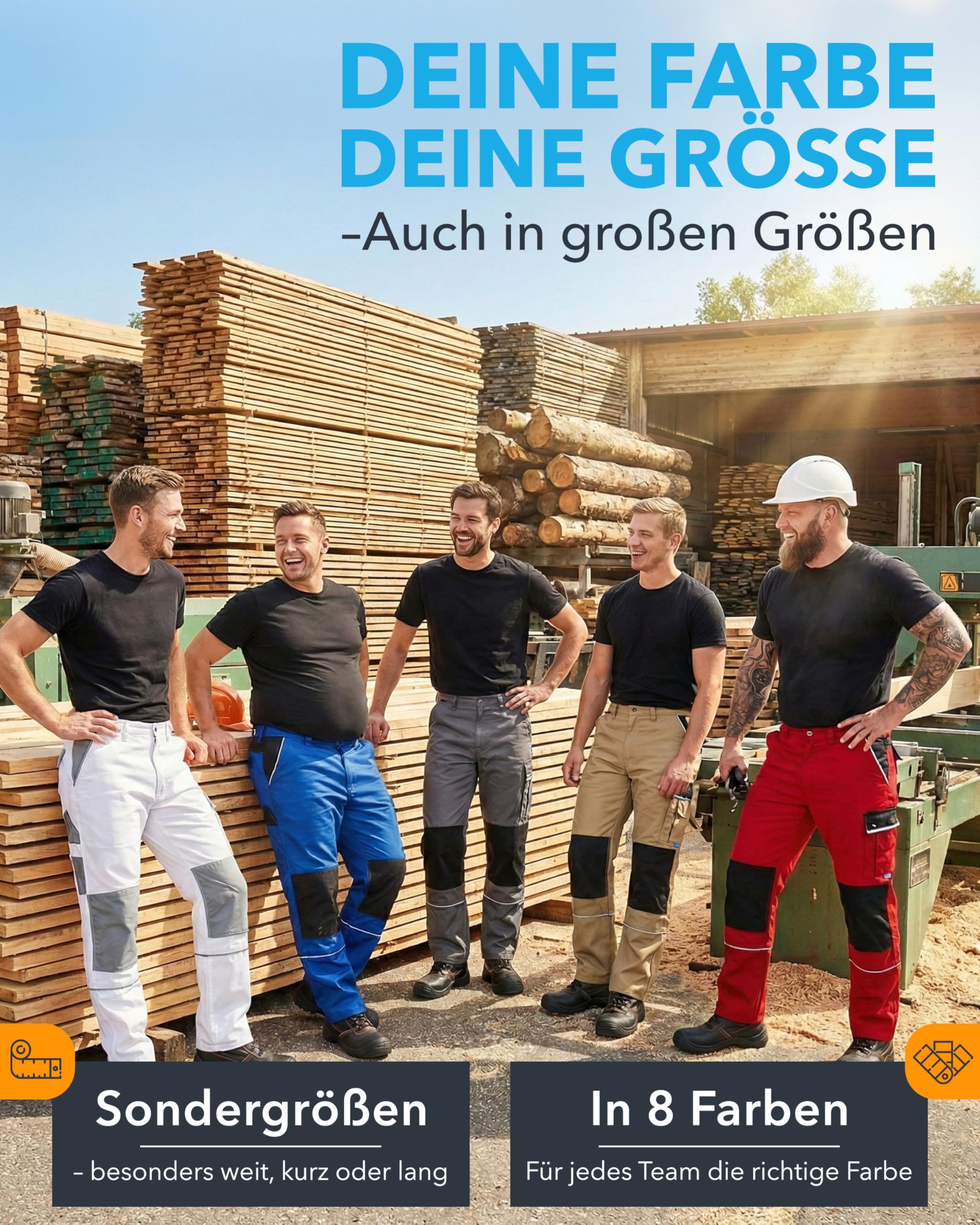 TMG Arbeitshose Herren mit Kniepolstertaschen Style in Übergrößen erhältlich - Robuste Arbeitskleidung für Männer, Bundhose Herren, Langlebige Arbeitshosen für Handwerker, Maler und Bauarbeiter