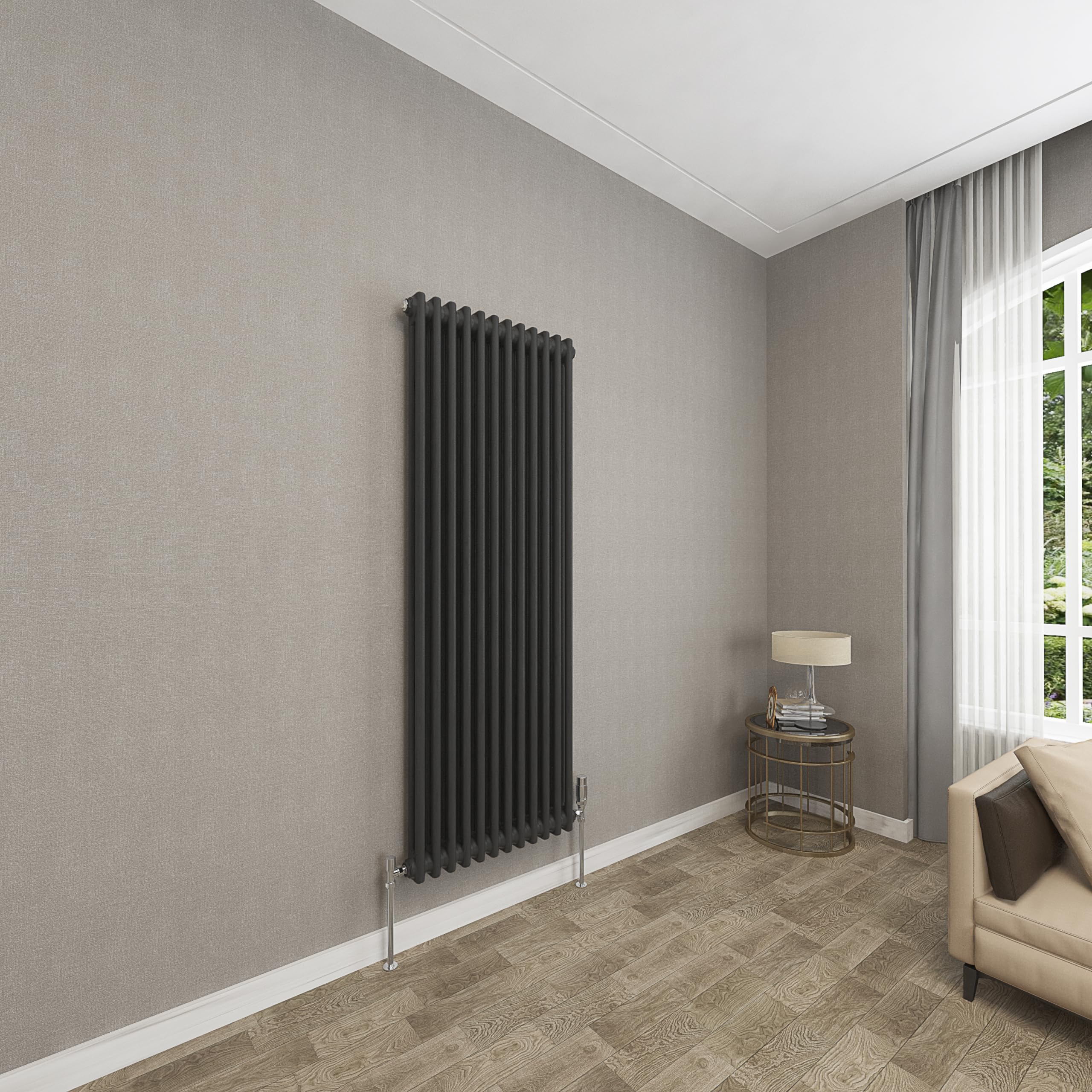 Sky bathroom 1500x560mm Vertical Black Cast Iron 2 Column Radiator Traditional Upright Central Heating Radiator