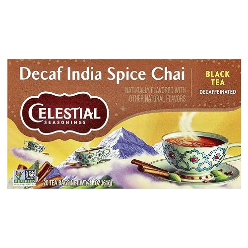 Celestial Seasonings 664599 Celestial Seasonings Té negro descafeinado India Spice Chai - 20 bolsas de té