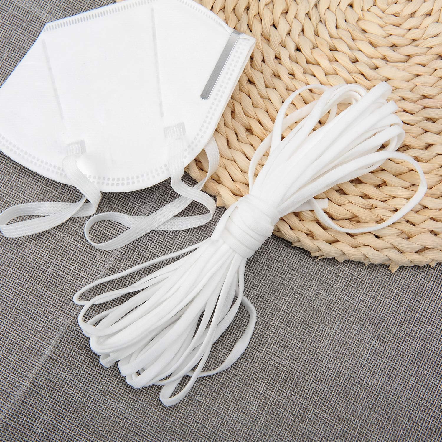 25 Yard 1/4 Inch Wide Elastic String Cord Bands Rope for Sewing Crafts DIY Mask (1/4 Inch 25 Yards)