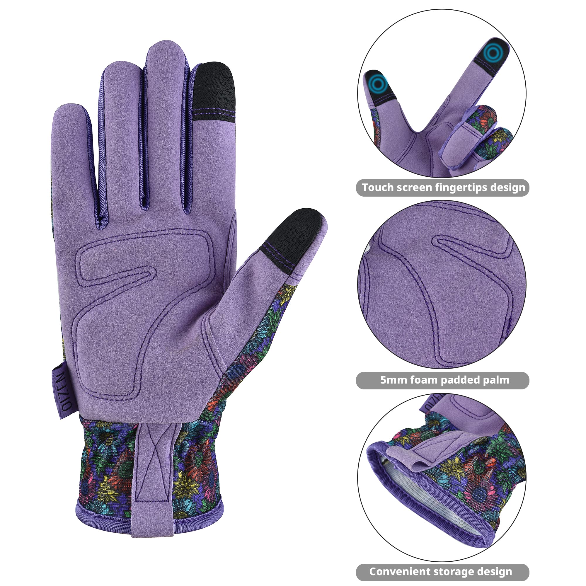 OIZEN Gardening Gloves for Women and Men Garden Gloves with Touch Screen, Thorn Proof Puncture Resistant Working Gloves - Image 3