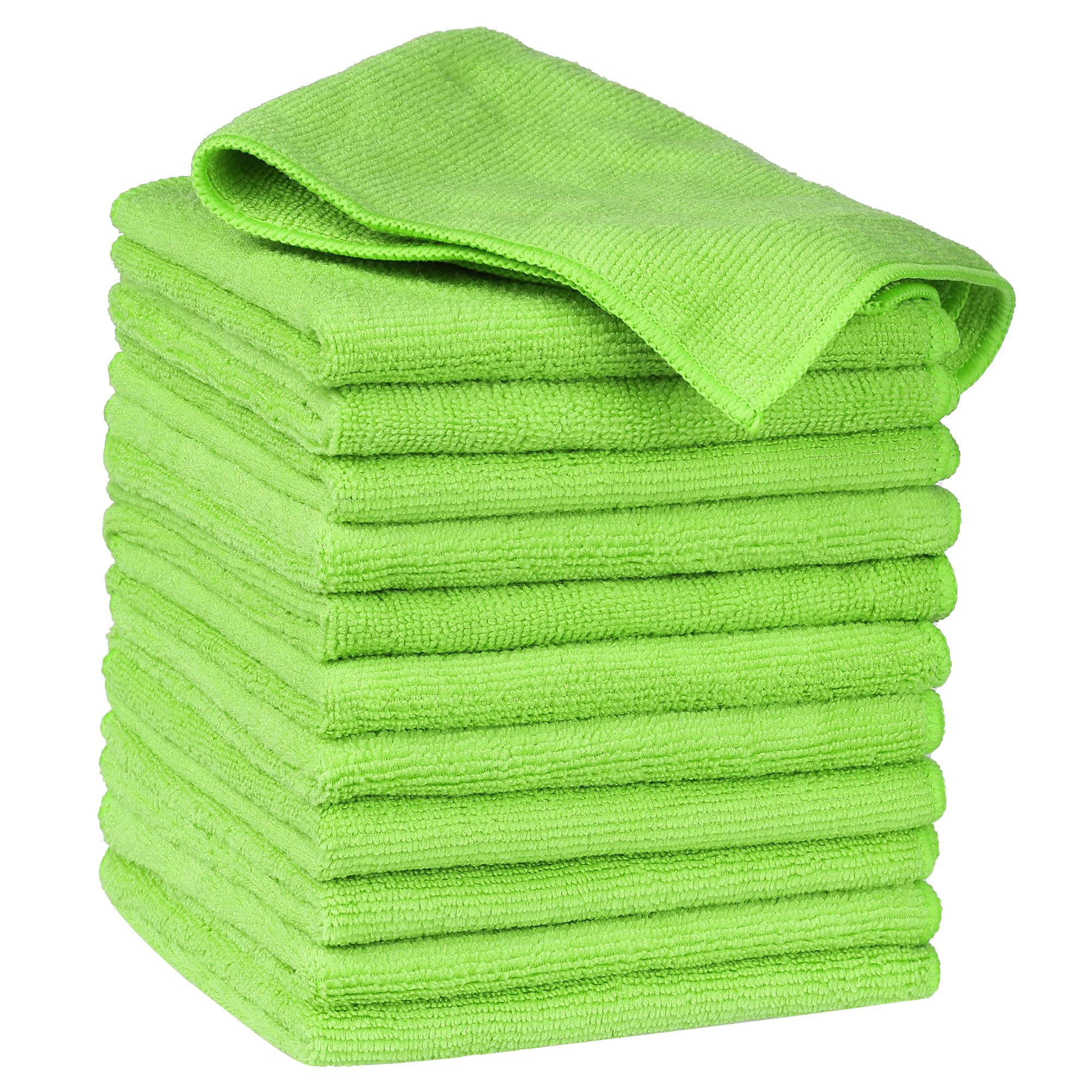 Chiffons de nettoyage en microfibre uxcell lot de 12 essuie-tout lavables auto et vitres vert