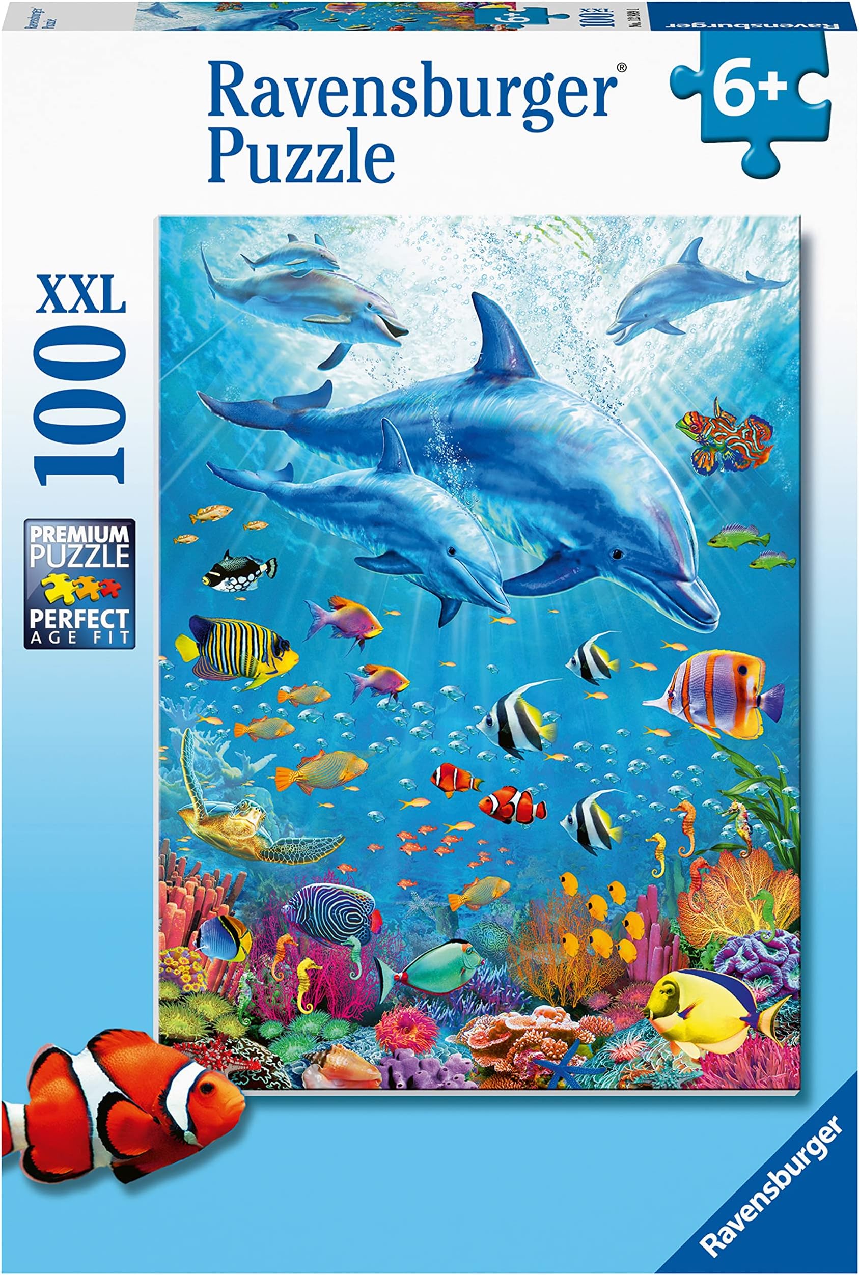 Ravensburger Pod of Dolphins 100 piece Jigsaw Puzzle with Extra Large Pieces for Kids age 6 years and up