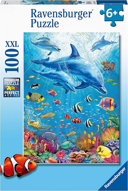Ravensburger Pod of Dolphins 100 Piece Children's Jigsaw Puzzle for Kids Age 6 Years and up