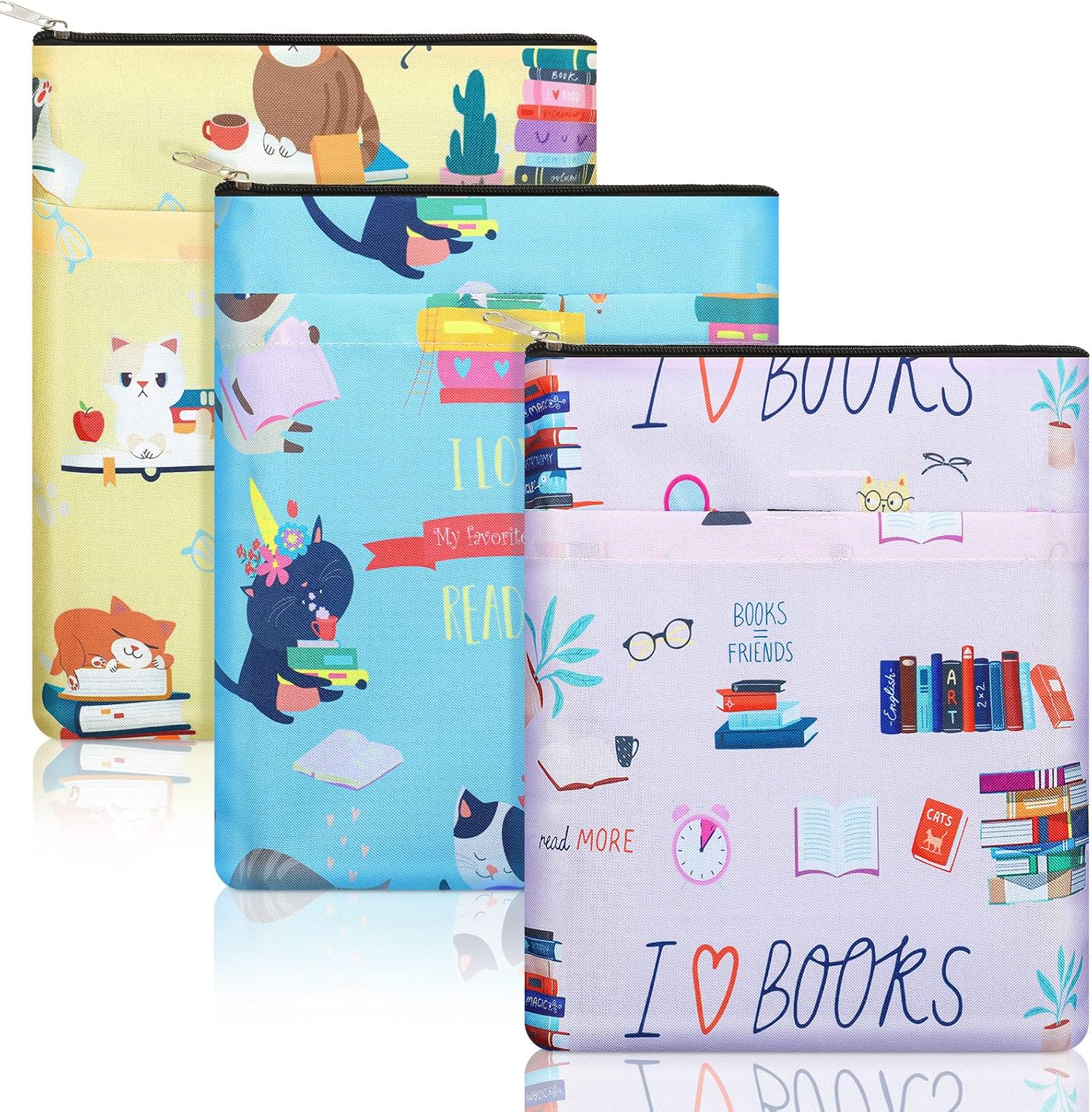 3 Pcs Cat Book Protector Pouch Sleeve Book Covers for Book Lovers Book Protector with Zipper Washable Fabric Book Cover Cute Book Protector Pouch for Paperbacks, Book Lovers, Medium 11 x 8.7 Inch 3 Pcs Cat Book Protector Pouch Sleeve Book Covers for Book Lovers Book Protector with Zipper Washable Fabric Book Cover Cute Book Protector Pouch for Paperbacks, Book Lovers, Medium 11 x 8.7 Inch