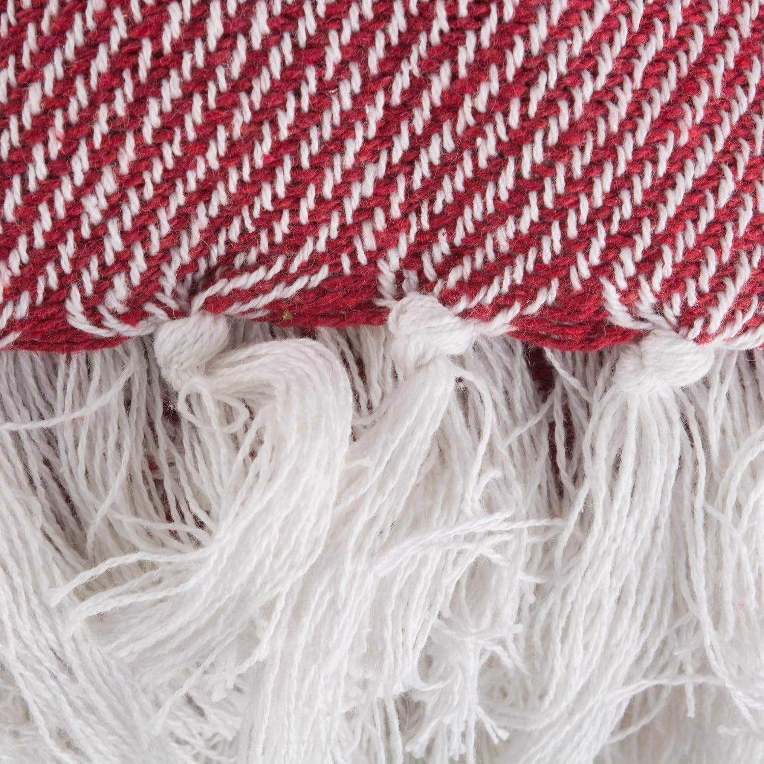 DII Rustic Farmhouse Thin Stripe Woven Throw, 50x60, Barn Red