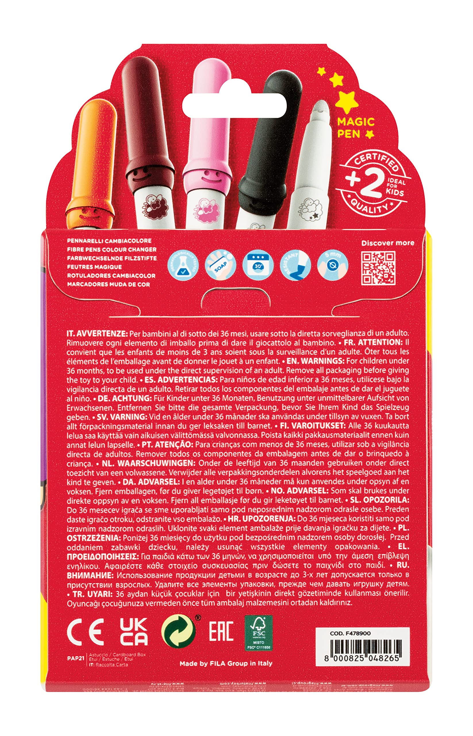GIOTTO be-bè 8 Colour Changing Markers Pack, Assorted Colours, Super-Washable, Perfect for Young Kids, Multicolored - Image 3