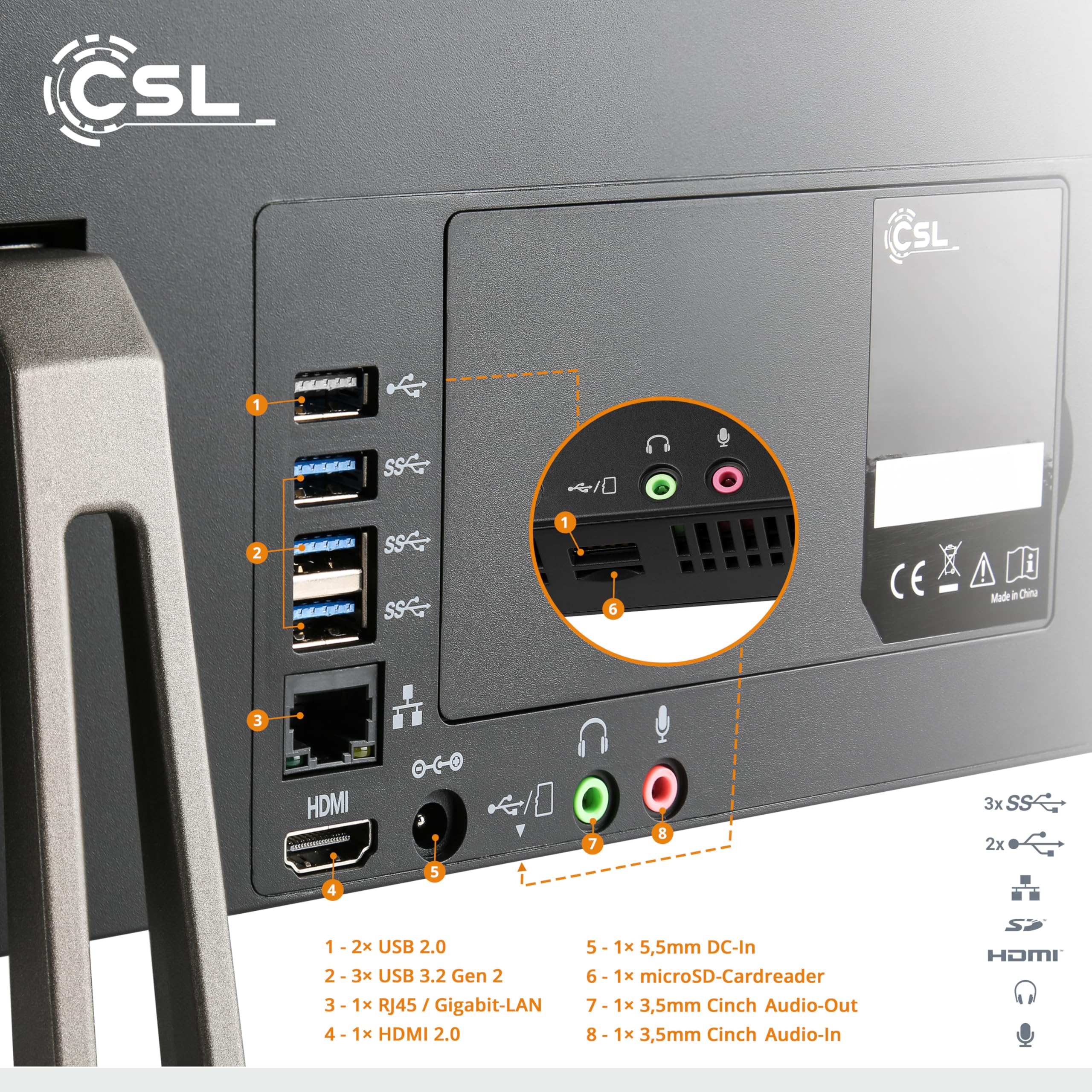 PC Tout-en-Un CSL Unity F27B-ALS, 68,58 cm (27 Pouces, 1920x1080 Full HD) - AIO Puissant (Intel N200 CPU 4x3700 MHz, 2000 Go SSD, 32 Go DDR4-RAM, Win 11 Pro), Noir