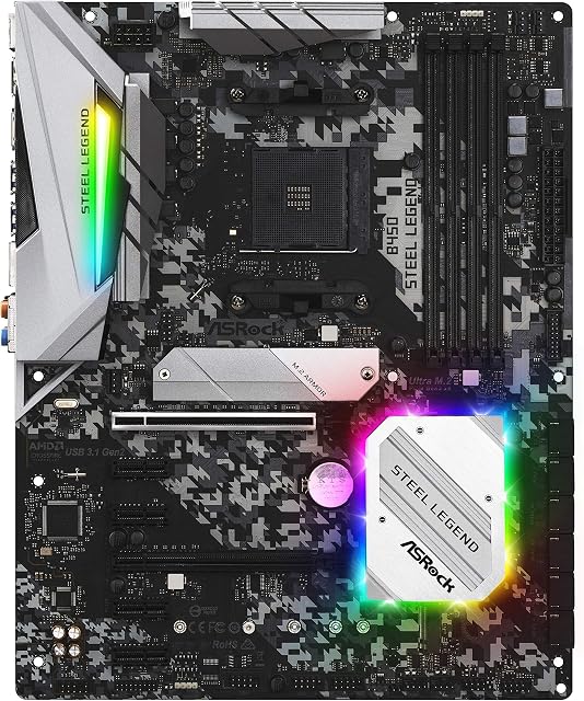 ASRock B450 Steel Legend Socket AM4/ AMD Promontory B450/ DDR4/ Quad CrossFireX/ SATA3&USB3.1/ M.2/ A&GbE/ATX Motherboard