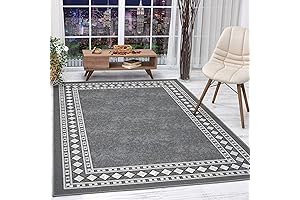 Antep Rugs Modern Bordered 4' x 8' Alfombras with Non-Skid Rubber Backing