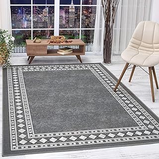 Sponsored Ad - Antep Rugs Alfombras Modern Bordered 8x10 Non-Skid (Non-Slip) Low Profile Pile Rubber Backing Indoor Area R...