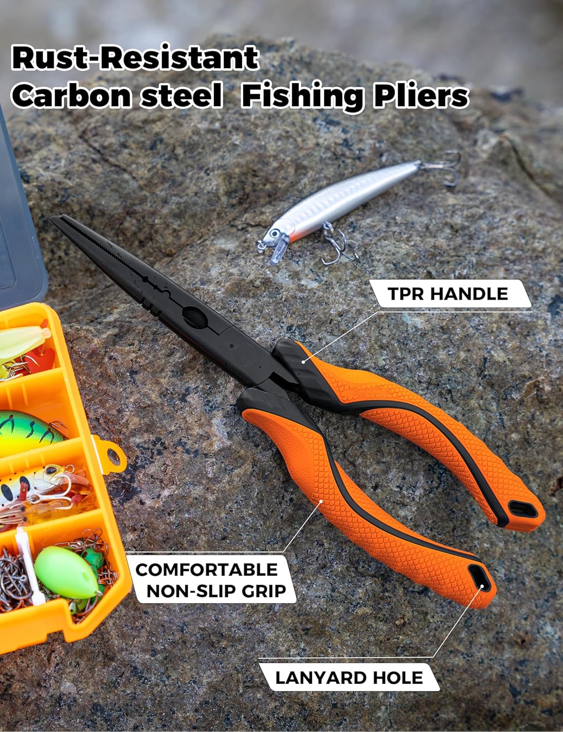 Fishing Pliers,Carbon Steel with Corrosion Resistant Coated Fishing Tools,Multitool for Saltwater - Image 5