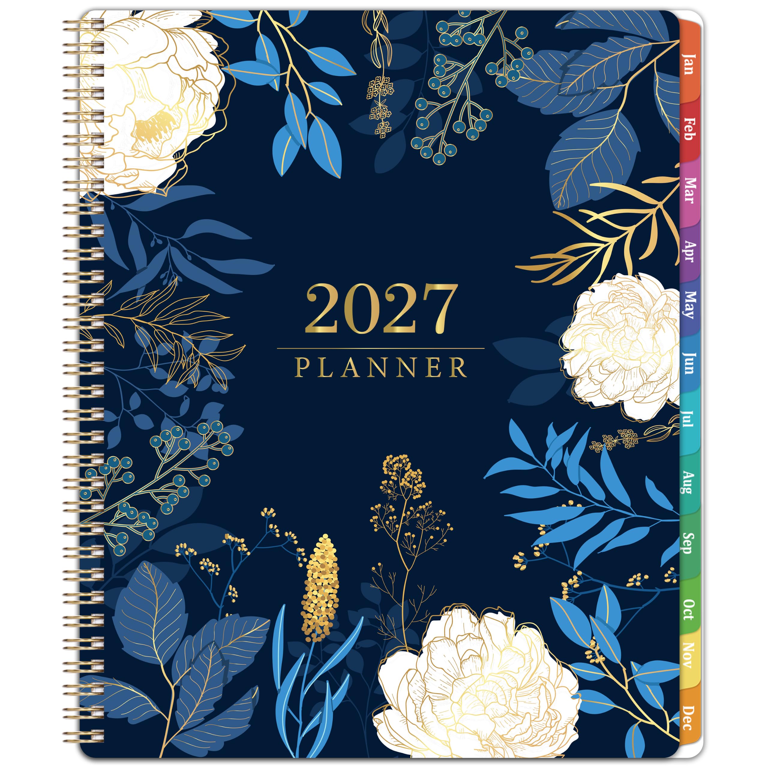 Agenda 2027 semanal y mensual de 8.5x11 pulgadas con pestañas y bolsillo 8