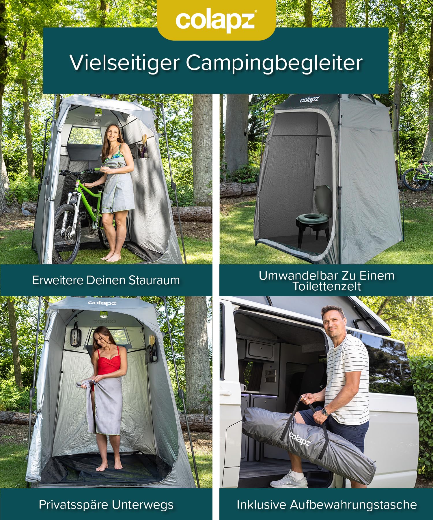 Camping Duschzelt & Toilettenzelt Pop-Up 2,1 m – Tragbare Umkleidekabine Outdoor wasserdicht – Sichtschutz Zelt für Dusche, Toilette, Strand & Camping Zubehör