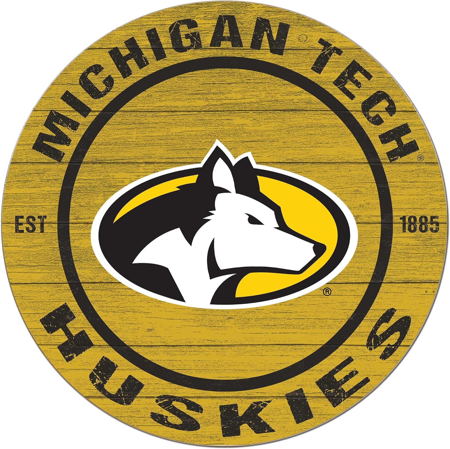 KH Sports Fan Michigan Tech Huskies Colored Circle Sign, 20x20 Inches, Huskies Decor for Dorm, Fan Cave, Living Room; Display Your Team Spirit with This Michigan Tech University Huskies Wall Art