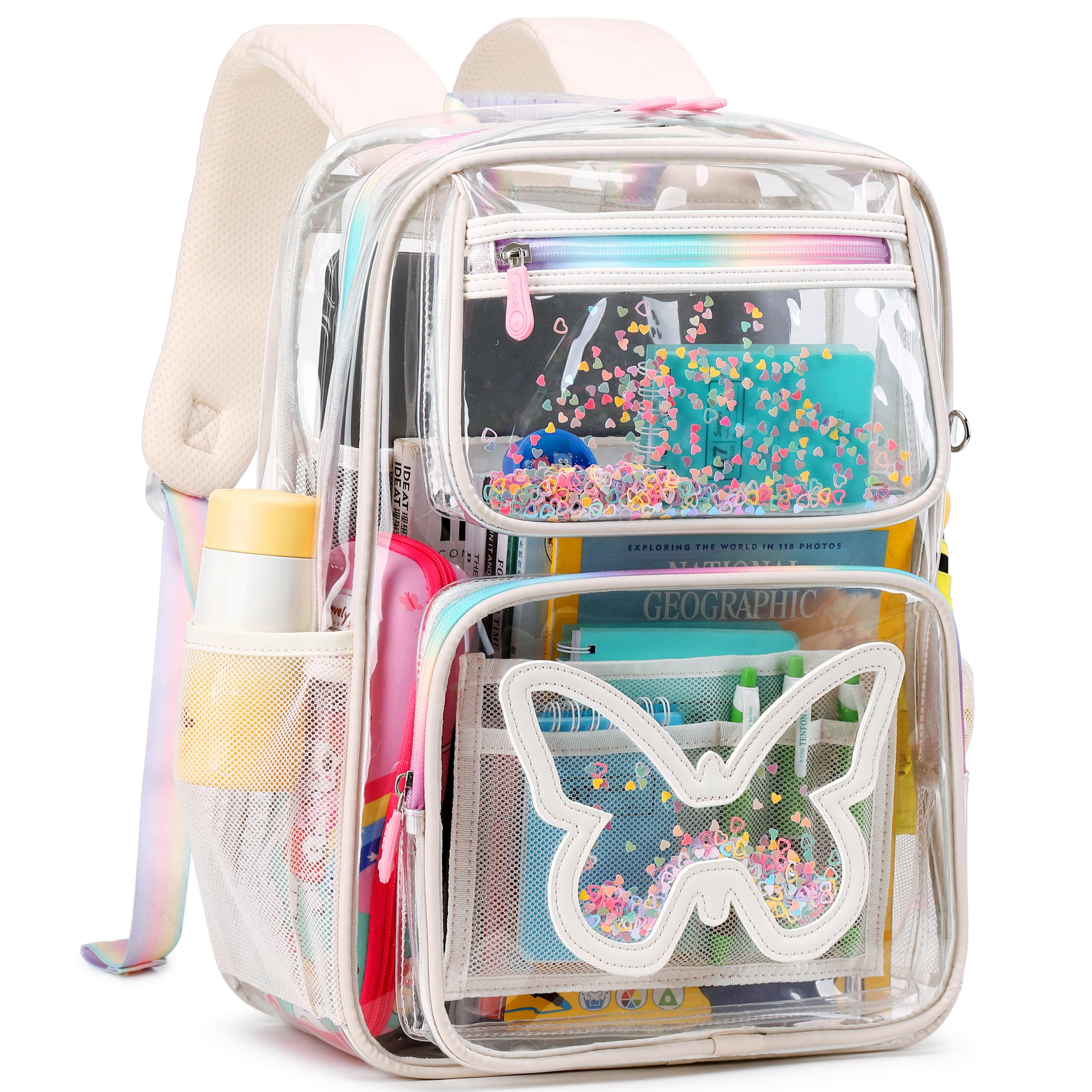 Hidds Clear Backpack for Kids Teens Girls Women Heavy Duty See Through Backpacks Cute Elementary Middle High School