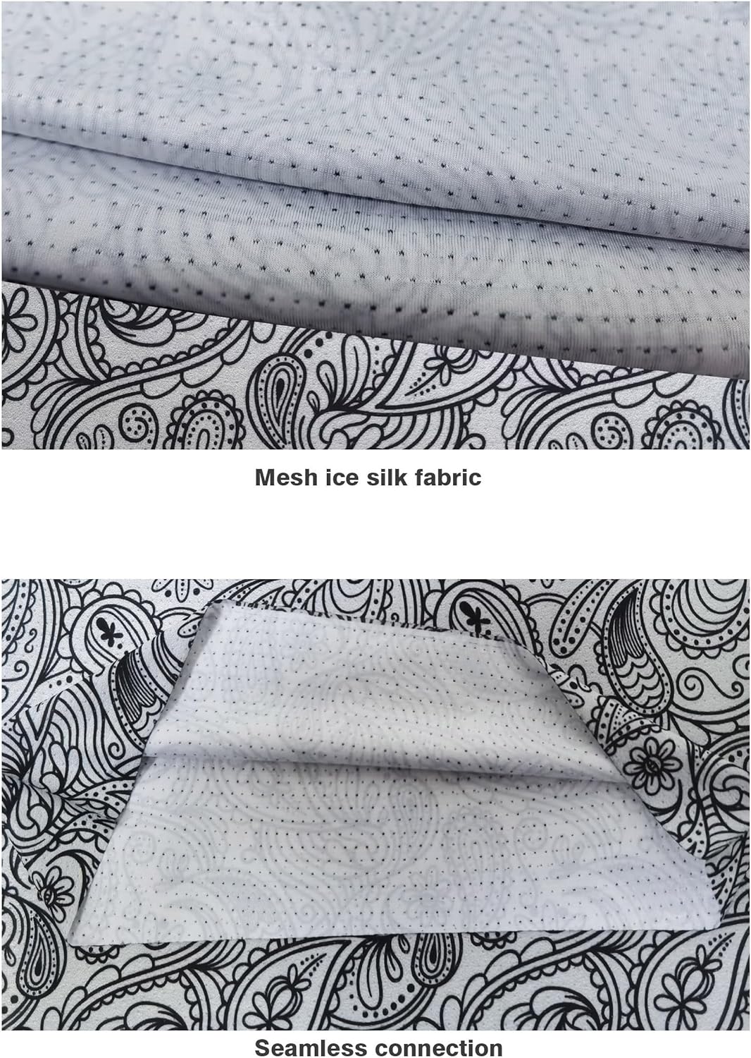 Bilymate Grey Paisley Cooling Neck Gaiter - UPF 50+ Sun Protection, Breathable Mesh, Seamless Tube Bandana Headwear for Men & Women - Multi-Functional Headband - Image 5