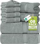 Utopia Towels 8 Ensemble de serviettes de qualité supérieure, 2 Bain, 2 Main, et 4 Laver les vêtements, 600 GSM 100% Anneau Spun Coton Très Absorbant Towels pour salle de bain, salle de gym, hôtel et spa, Cool Grey