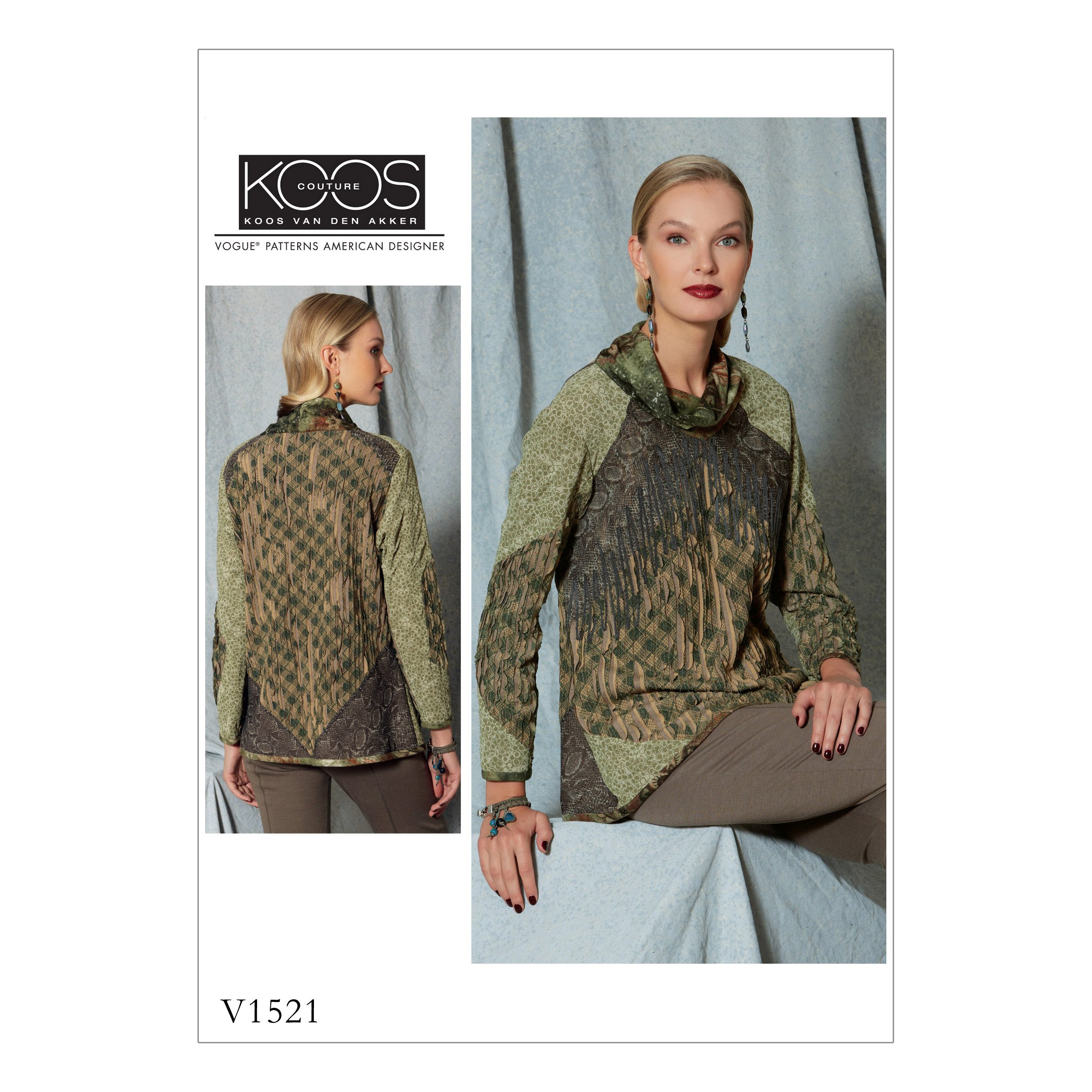 Patron de couture Vogue 1521 A5 haut pour femme haut de gamme et précis