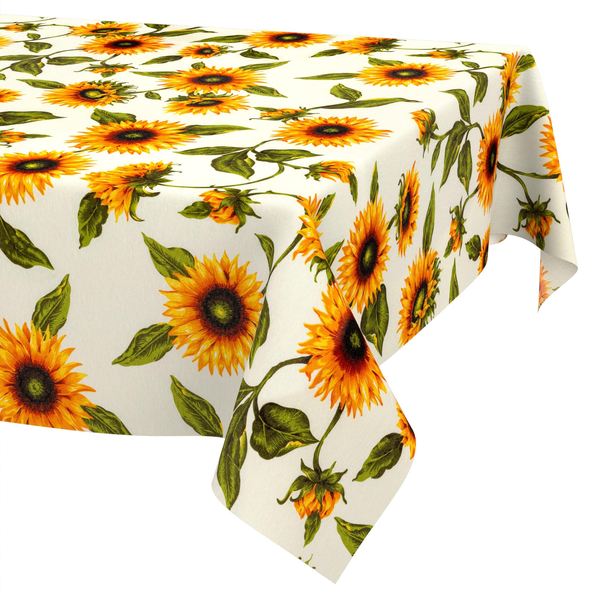 ANRO Washable Tablecloth Sunflowers Rectangular 260 x 140 cm - Water-Repellent Indoor Outdoor Lotus Effect Cut Edge