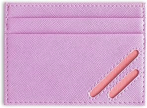 NEORAH - Slim Currency Card Holder Minimalist Front Pocket Wallet - Pocket Sized Stylish Skinny Thin Card Holder|upto 3 Cards and currency|Fine Handcrafted quality (10 cm x 7.6 cm)- Lavender with Pink