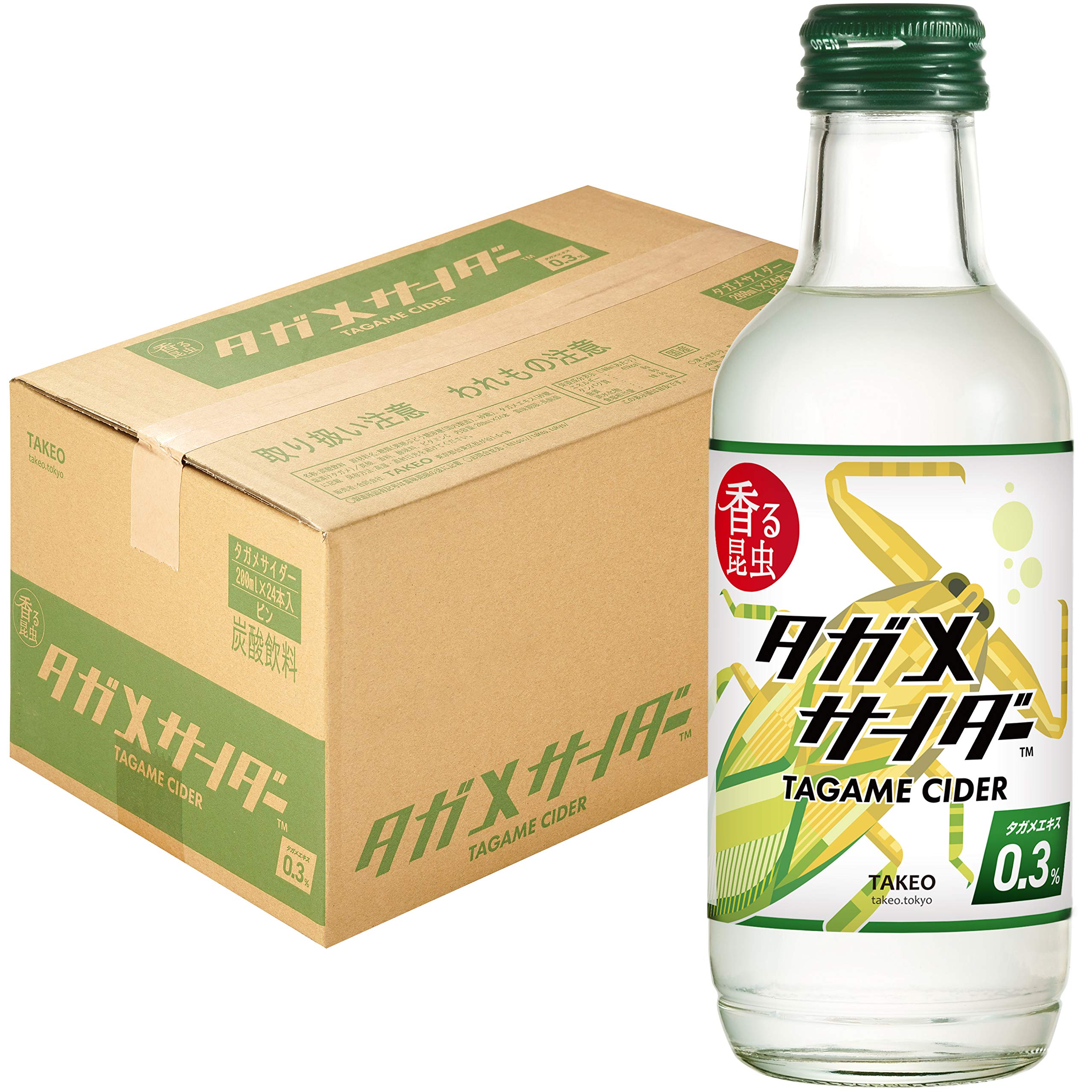 Amazon | 昆虫食TAKEO タガメサイダー 200ml ×24本セット 青りんご風味 