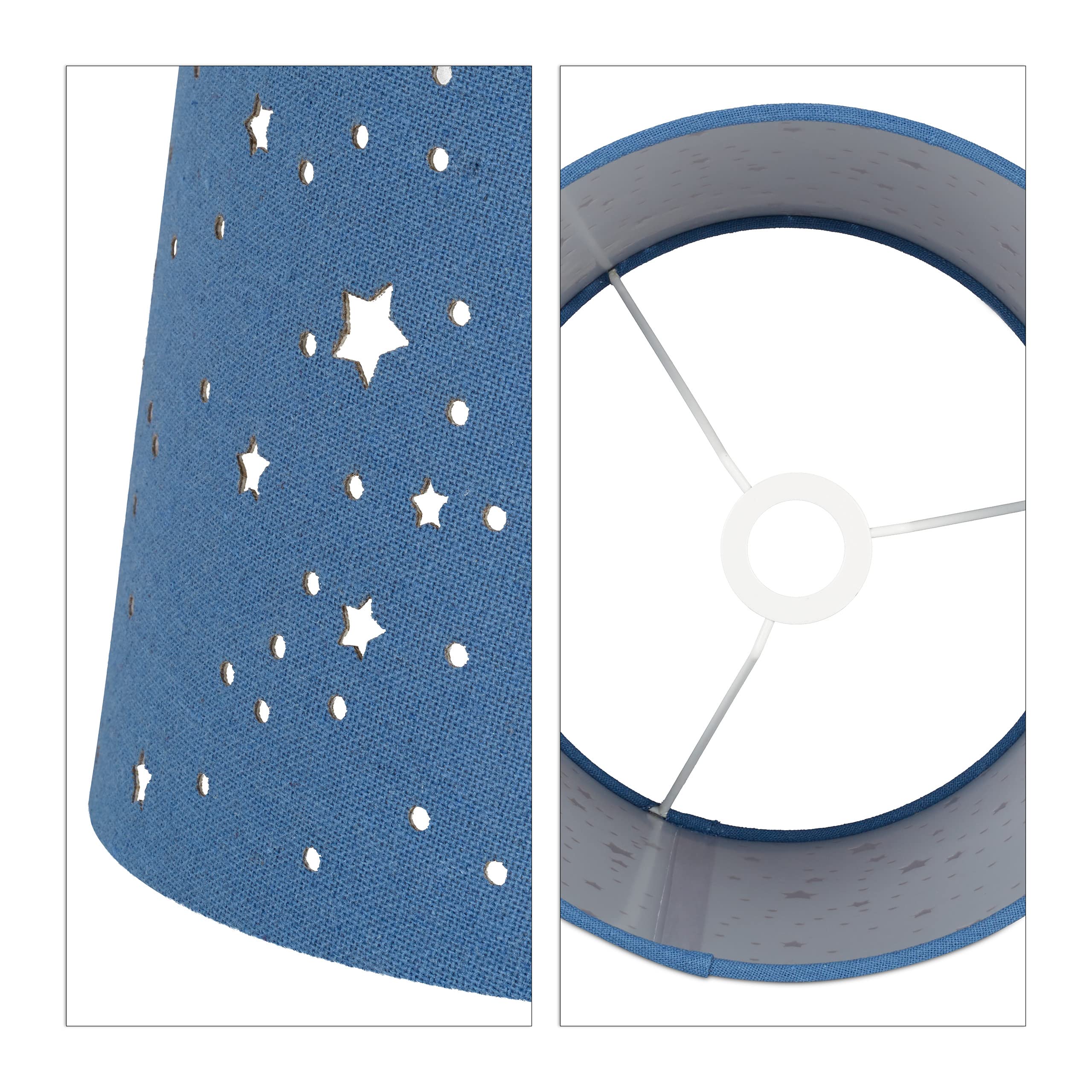 Relaxdays Lámpara de mesa infantil, Para niños & niñas, E14, Redonda, 40 cm, Estrellas, Azul