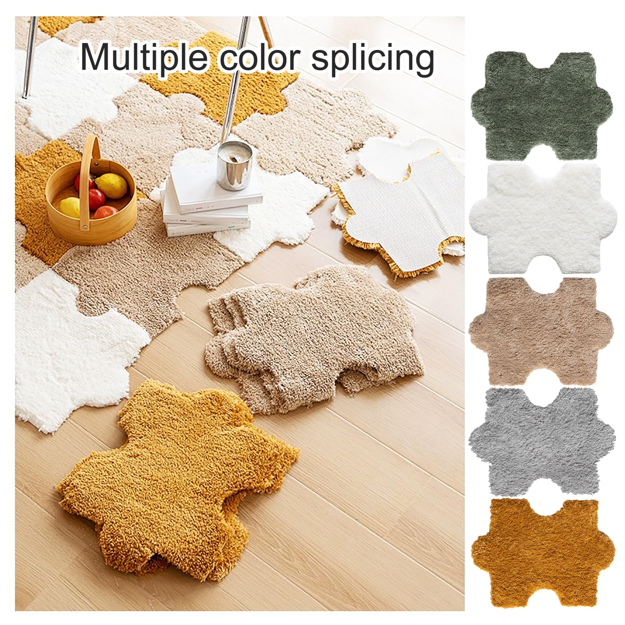 Funnyfuzzy Unregelmäßiger ineinandergreifender Teppich, Hundedecke, weicher Haustierbettbezug, ineinandergreifende Puzzle-Spielmatte, DIY, flauschige Teppichfliesen, rutschfest und waschbar ( Color :