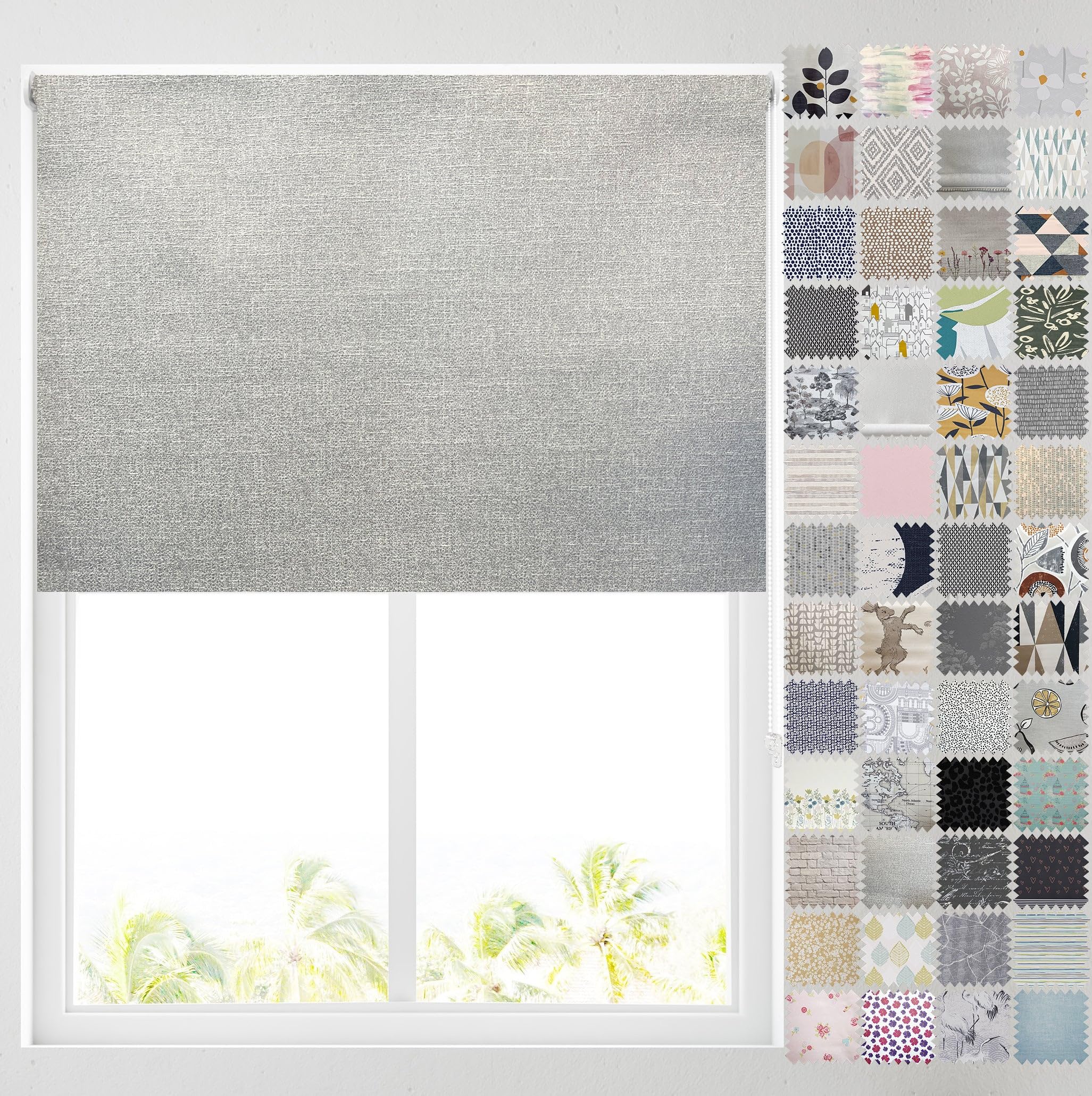 Barnes Blinds - Blackout Pattern Roller Blinds for Windows, Custom Cut to Size - Thermal Fabric Durable Fittings Easy Fit (Cairo Grey Chenille 61cm)
