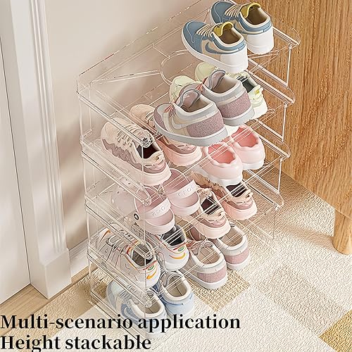 Miniatura 5 de Zapatero acrílico de 2 niveles para niños, organizador de zapatos para zapatos y botas, estante transparente para zapatos para armario, organizador