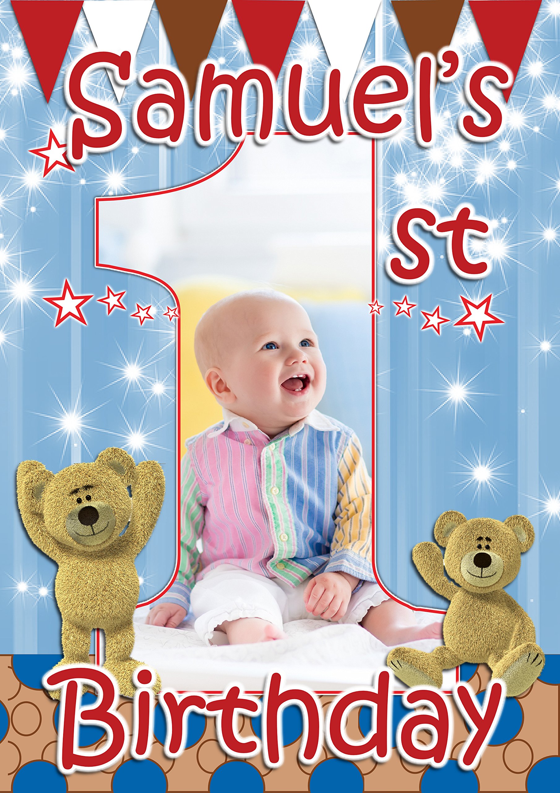 The Personalised Party Company Boys Personalised 1St First Happy Birthday Party Photo Poster Banner N32 (A1 (59.4Cm X 84.1Cm))