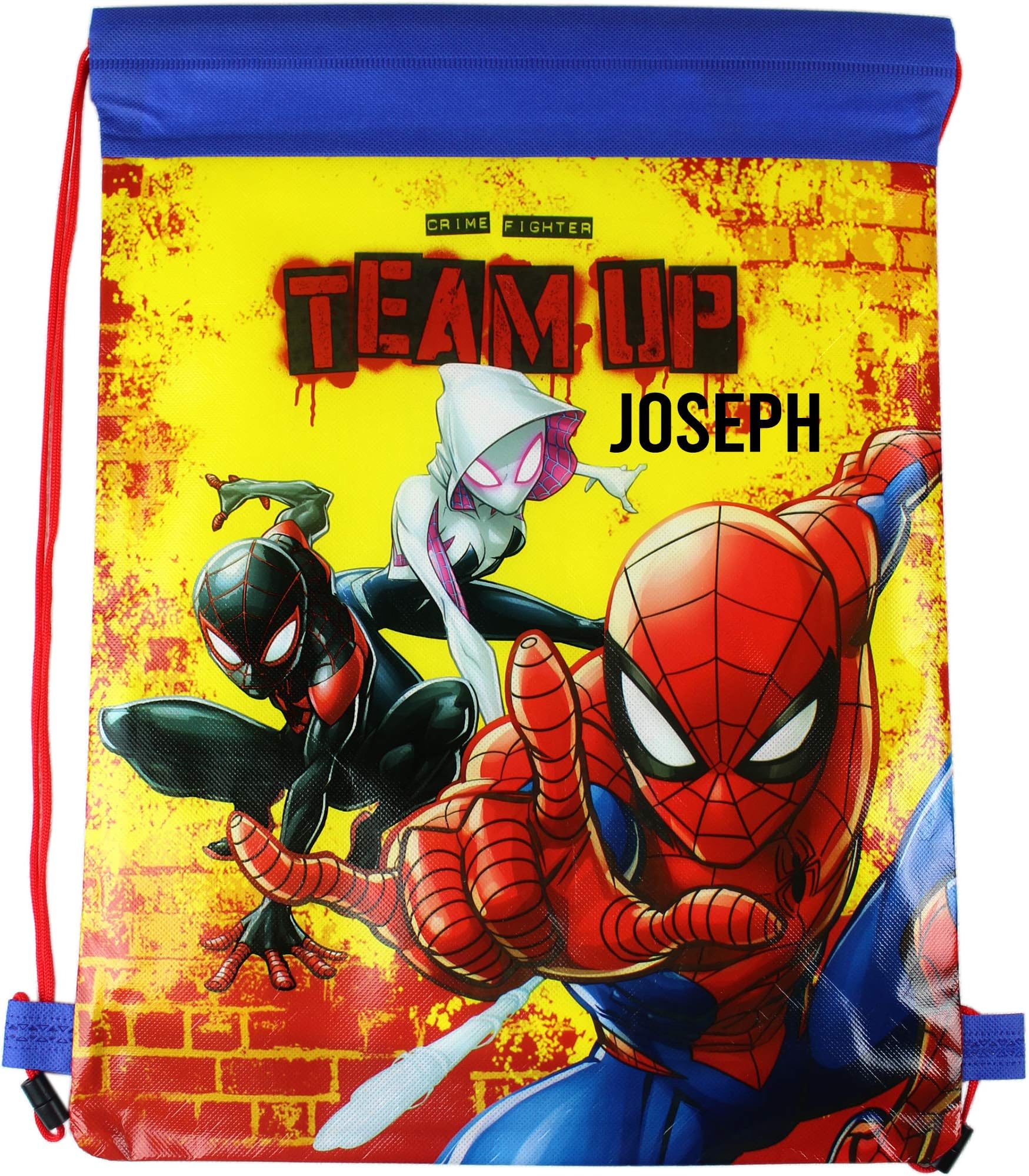 Personalised Spiderman Team Up Drawstring School Sports Swim Bag