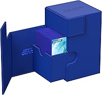 Vista 3 de Ultimate Guard Flip'n'Tray - Funda para 100 tarjetas TCG de doble manga + bandeja de dados, color azul, cierre magnético independiente y forro