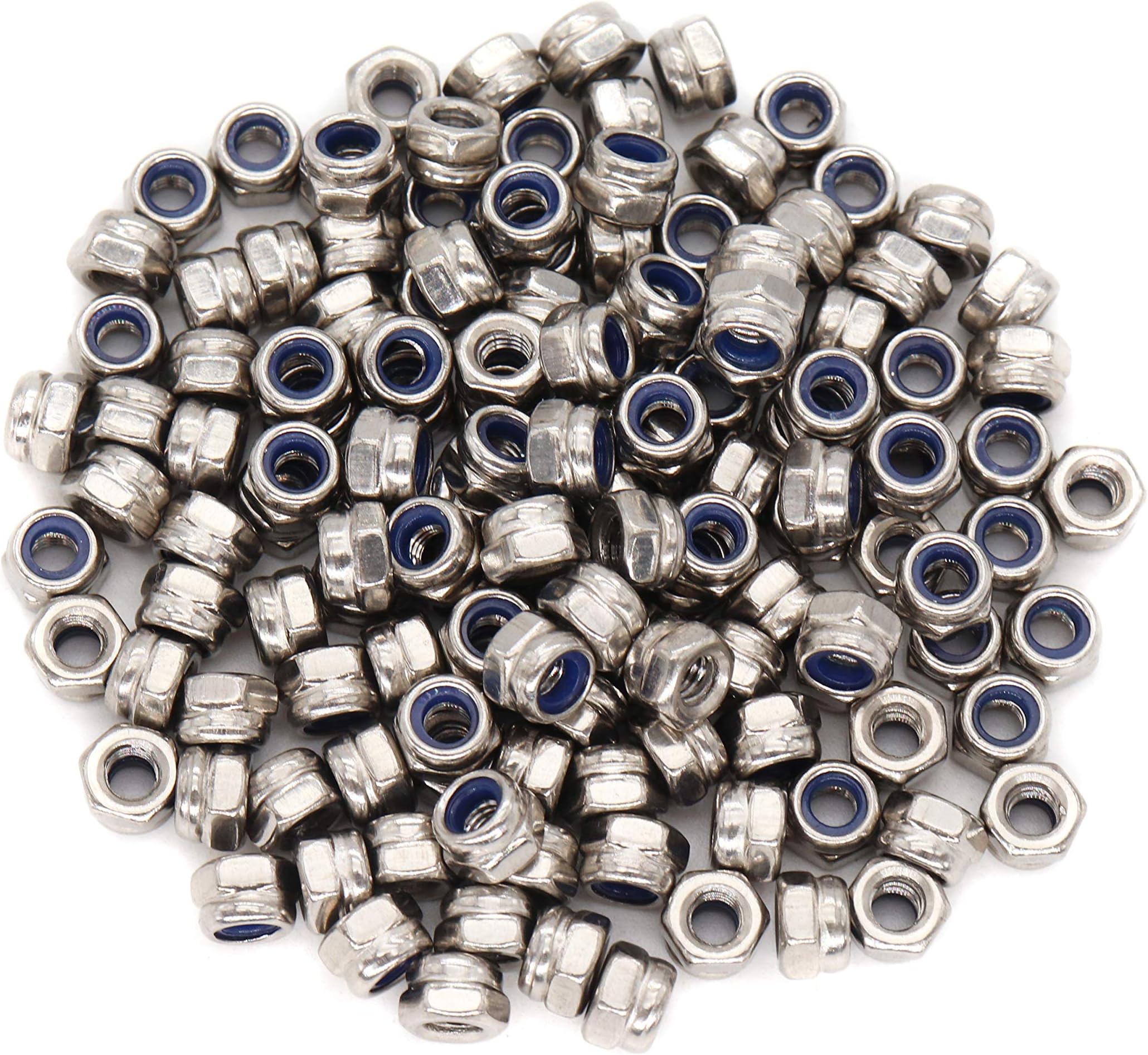 cSeao 100pcs M3 x 0.5mm Nylon Inserted Self Locking Nuts 304 Stainless Steel, Plain Finish A2-70