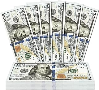 100 PCS Fake Money for Kids Pretend Play - Play Money for Teaching, Prop Money for Board Game, Movie, Magic