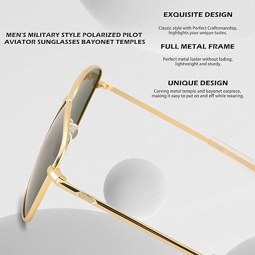 Miniatura 6 de Pro Acme Gafas de sol polarizadas para hombre, estilo militar, montura de metal con patillas de bayoneta