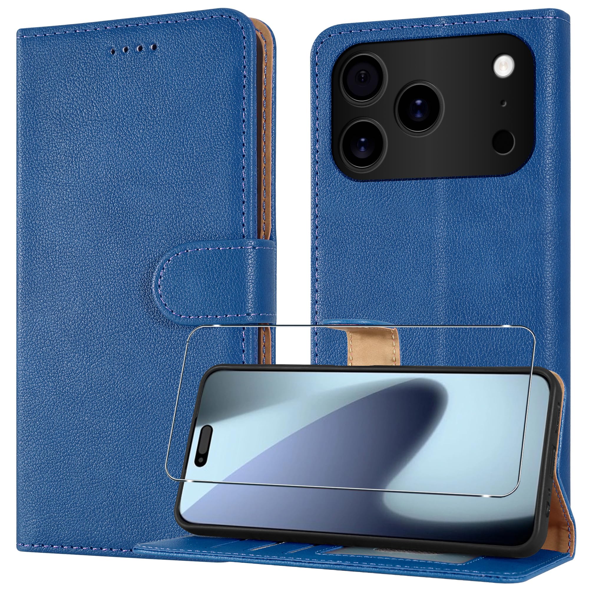 Case for iPhone 17 Pro Max, Leather Wallet Phone Case [with 1 x