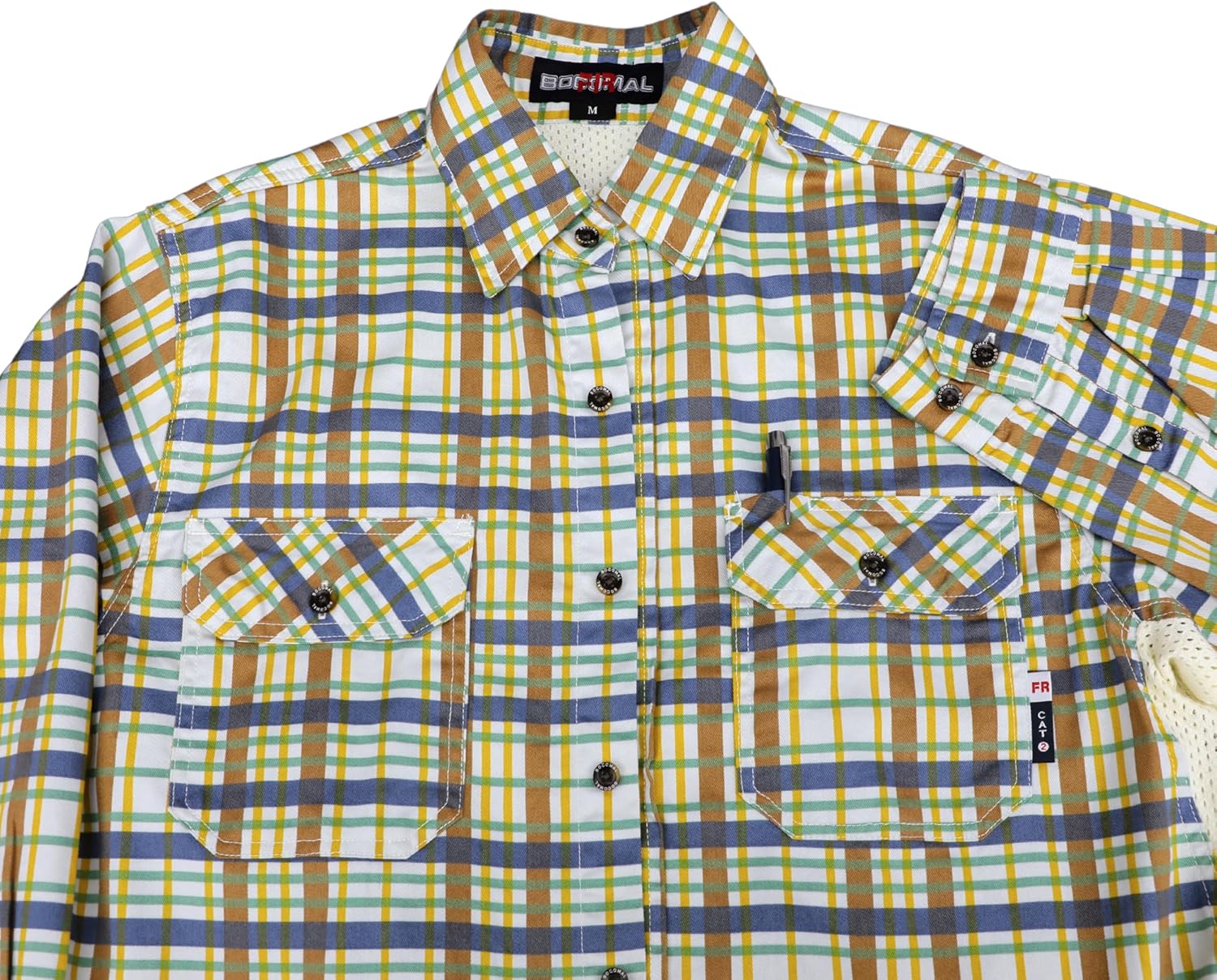 BOCOMAL FR Shirt for Summer Lightweight Vented Mesh Back and Underarm Breathable Flame Resistant Welding Button Down Shirts - Image 6