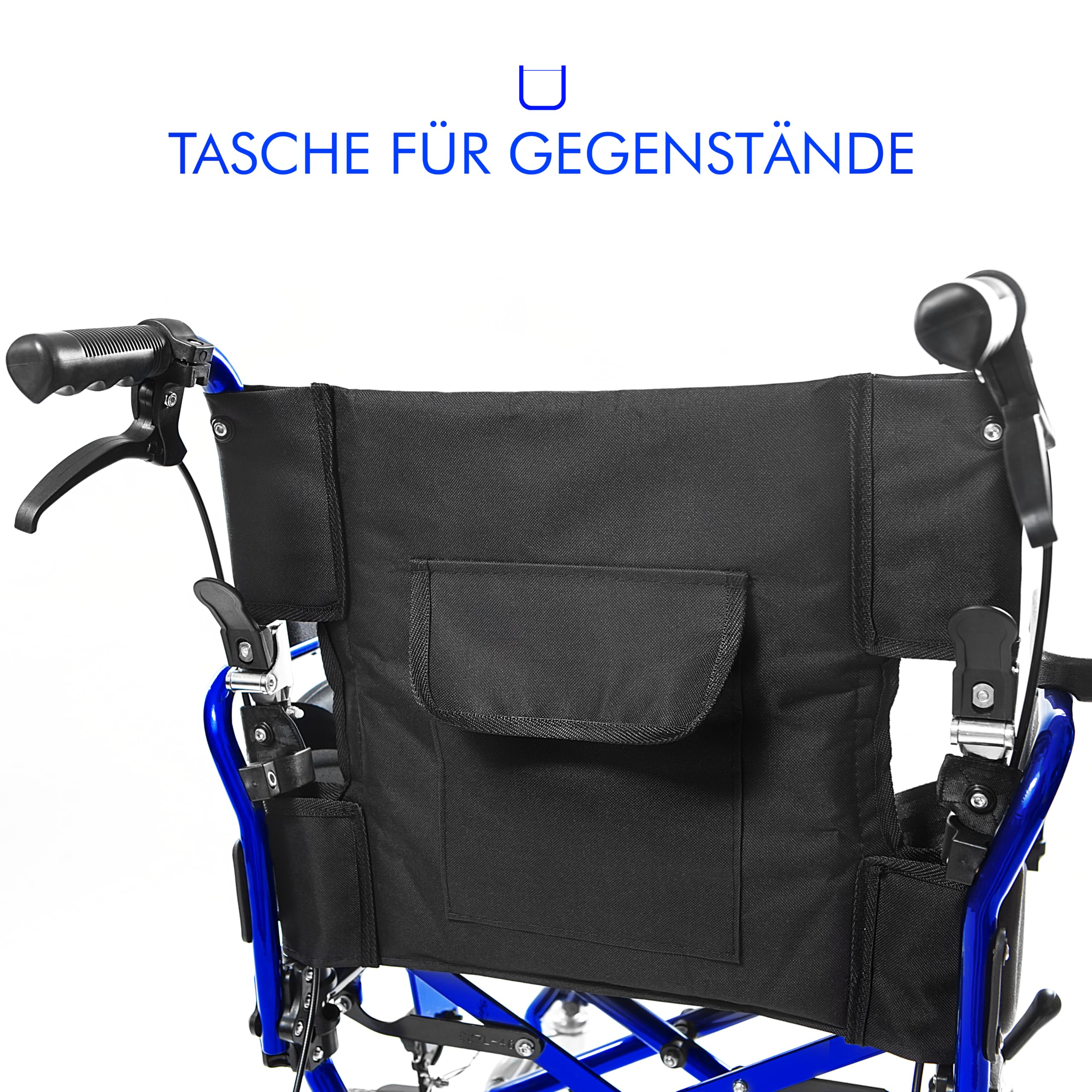 AIESI® Rollstuhl Faltbar superleicht für den Transport aus Aluminium mit Bremse für Behinderte und ältere Menschen AGILA TRANSIT, Doppeltes Bremssystem, Sicherheitsgürtel, Garantie 24 Monate