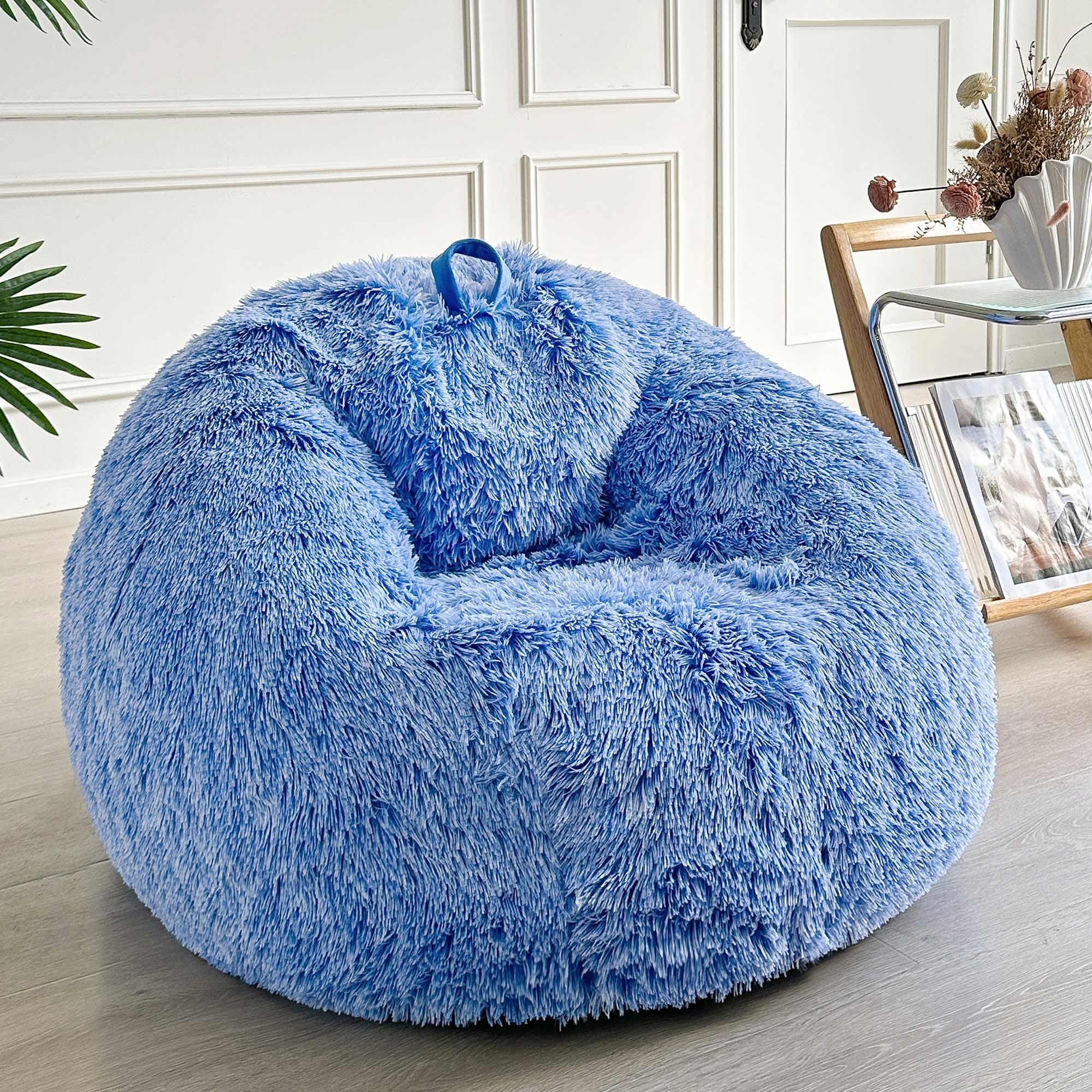 Amazon.com: LIFEREVO Fluffy Faux Fur Bean Bag Chair Cover Blue (No
