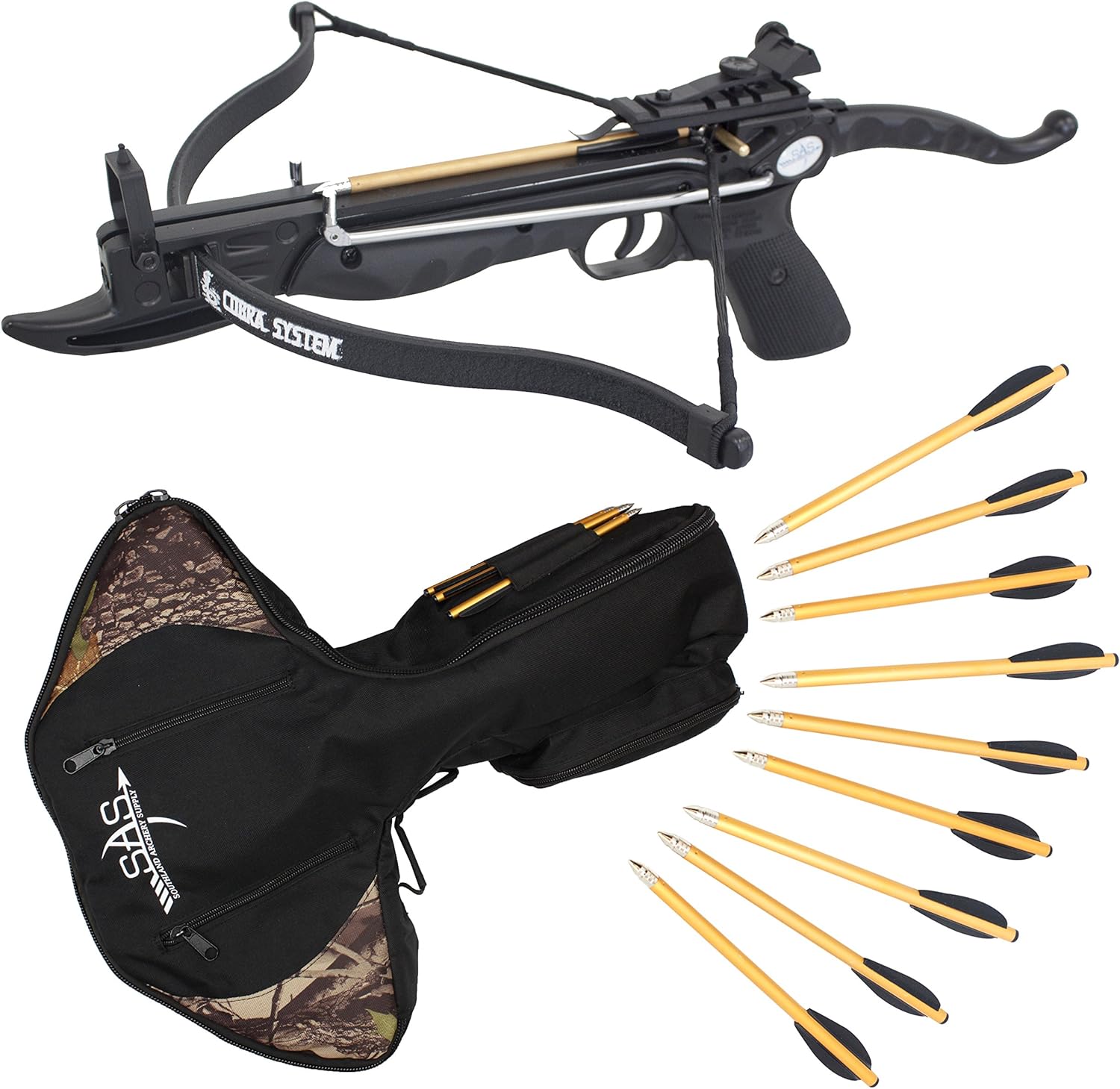 Southland Archery Supply Prophecy 80 Pound Aluminum Self-Cocking Crossbow with Cobra System Limb with 3 Arrows