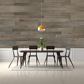 TIMBERCHiC Barnwood Textured Wall Planks - Made in USA, Peel-and-Stick Wall Panels for Interior Decor, DIY Accent Wall Panels, Weathered Gray (4" x 10 Sq Ft)