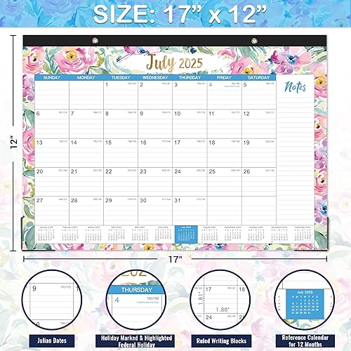 Miniatura 3 de Calendario de escritorio 2025-2026, julio de 2025 a diciembre de 2026, calendario de escritorio mensual grande de 18 meses 2025-2026, 17 x 12