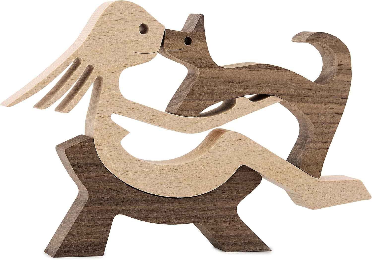 Desk Decorations Girl Figurines and Cat Ornaments Wooden Accent Decor Home Accessories Decorative Objects