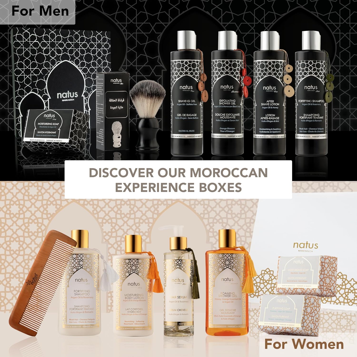 Men’s Grooming Gift Set – 100% Natural Moroccan Argan Oil – Beard, Body, Hair & Face – Vegan – All Skin & Hair Types