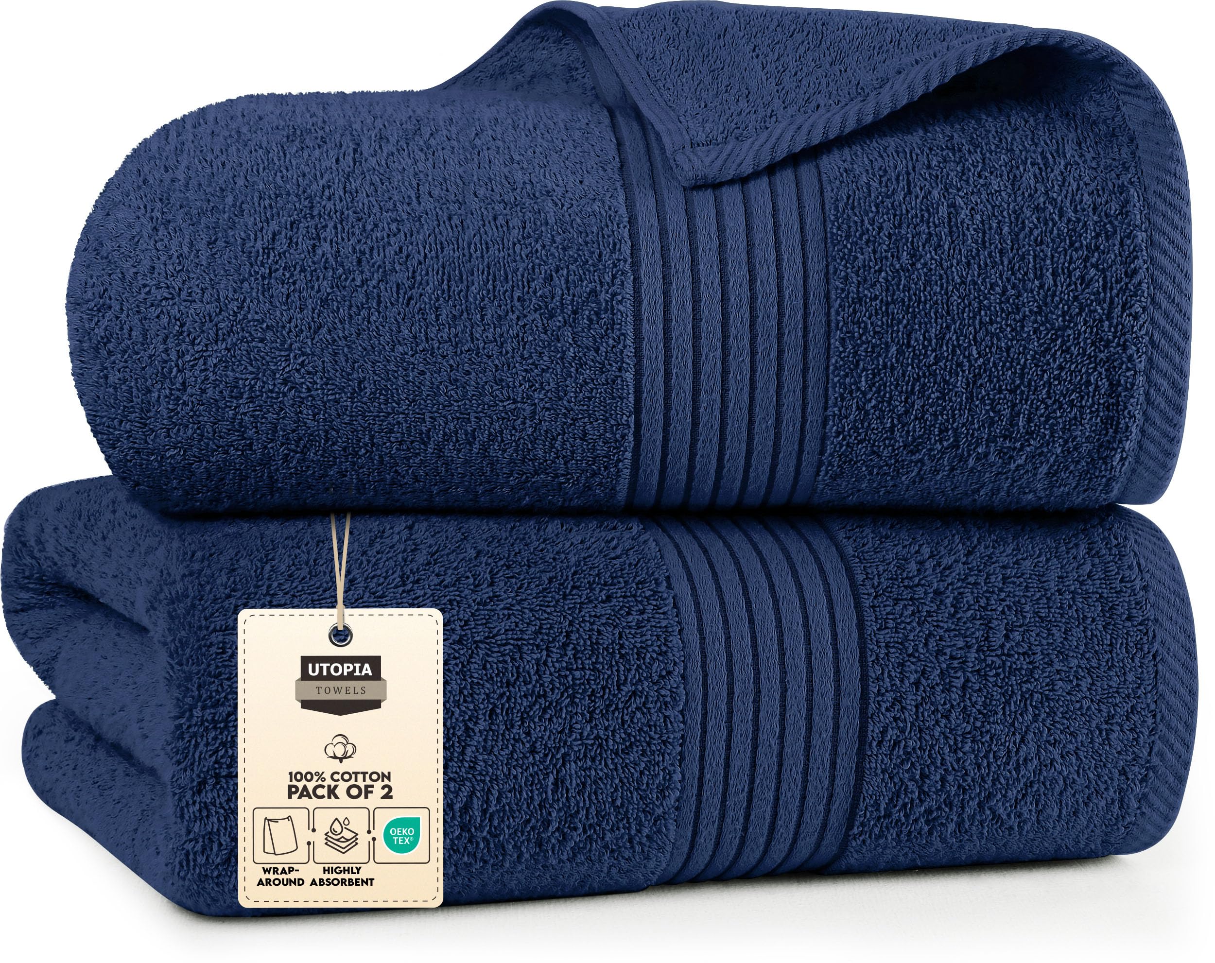Utopia Towels Extra Large Bath Sheets 2 Pack, 35 by 70 Inches,100% Cotton Highly Absorbent & Quick Dry Bath Towel for Adults, Super Soft Towel, Navy